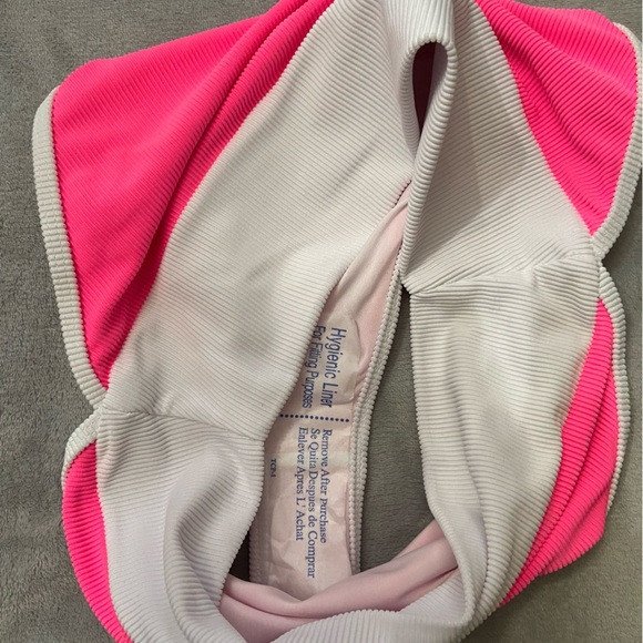 New! Beach Riot Emmy pink white ribbed high waisted bikini bottom 24918 - Picture 8 of 10